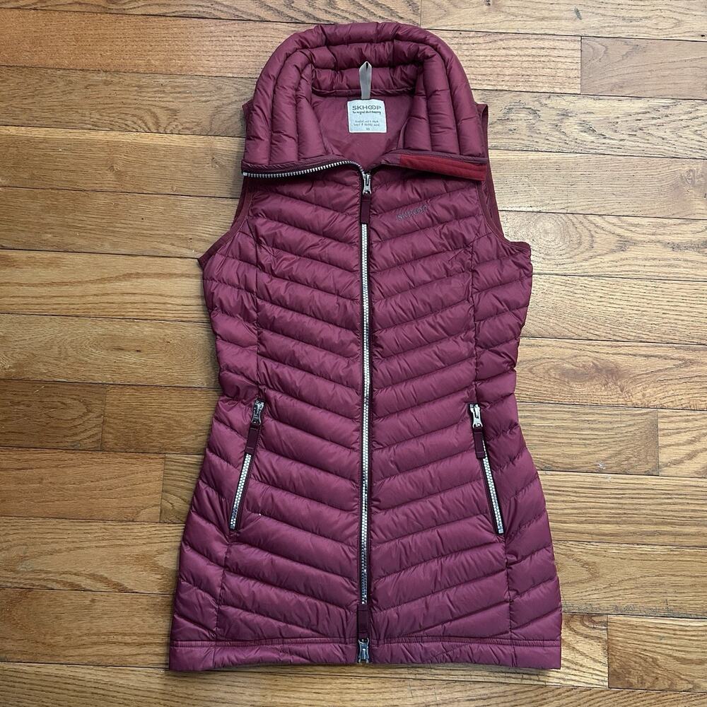 Skhoop Duck Down Puffer Quilted Long 2 Way Full Zip Vest XS